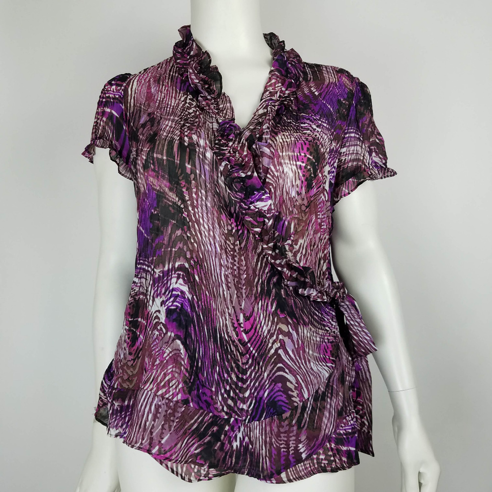🔥East 5th Wrap Blouse Top Purple 1X
